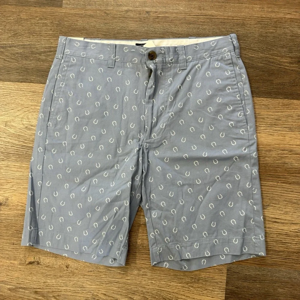 NWT J Crew Gramercy Shorts Men's Sz‎ 30 Horseshoe Print Light Blue Preppy